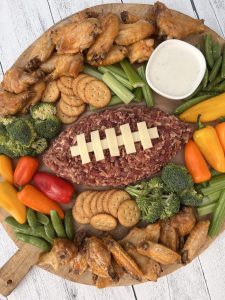 Game Day Charcuterie with Football Cheese Ball
